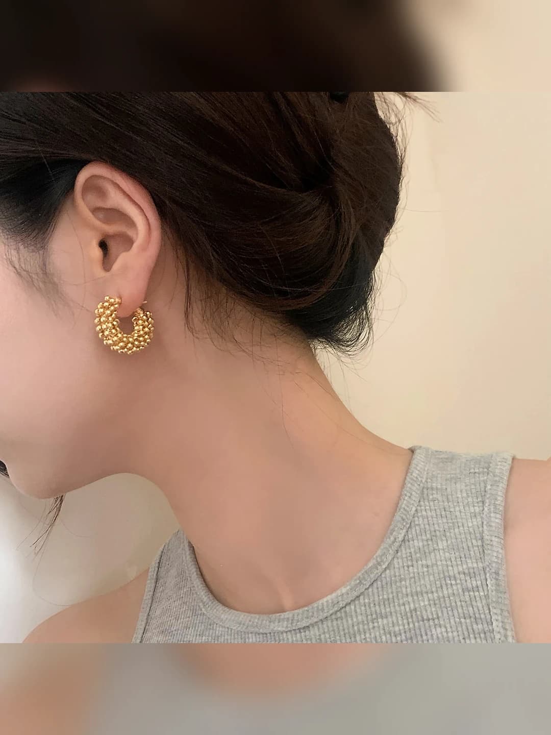 Женские французские ретро серьги с цветочным дизайном из меди с 18k золотым покрытием