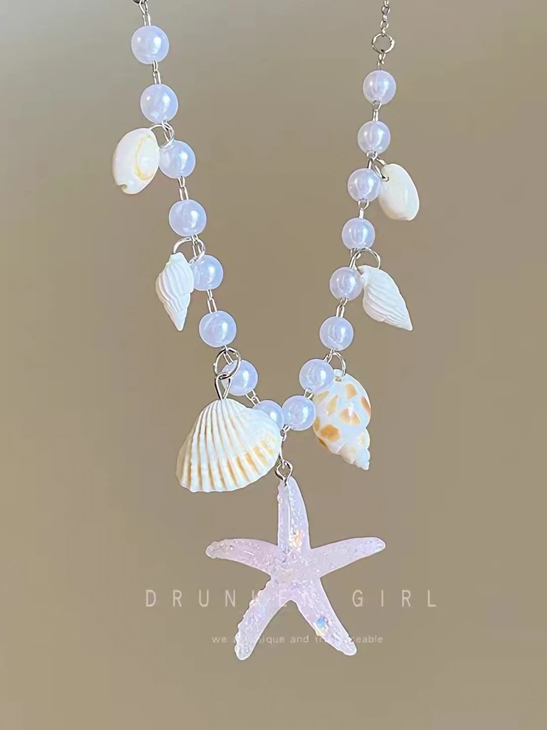 Pink starfish necklace