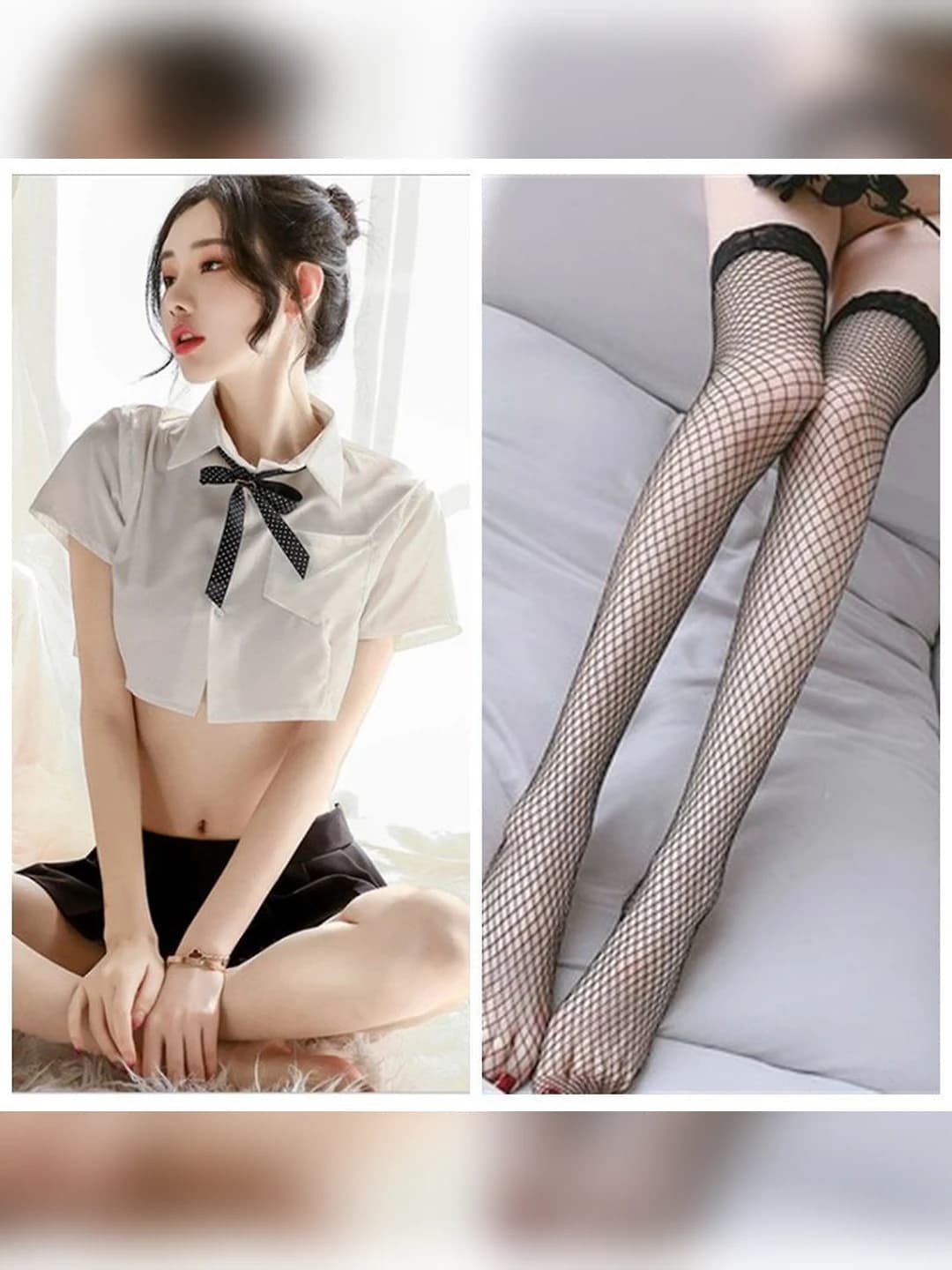 389 School uniform + Skirt + Underwear + Fishnets