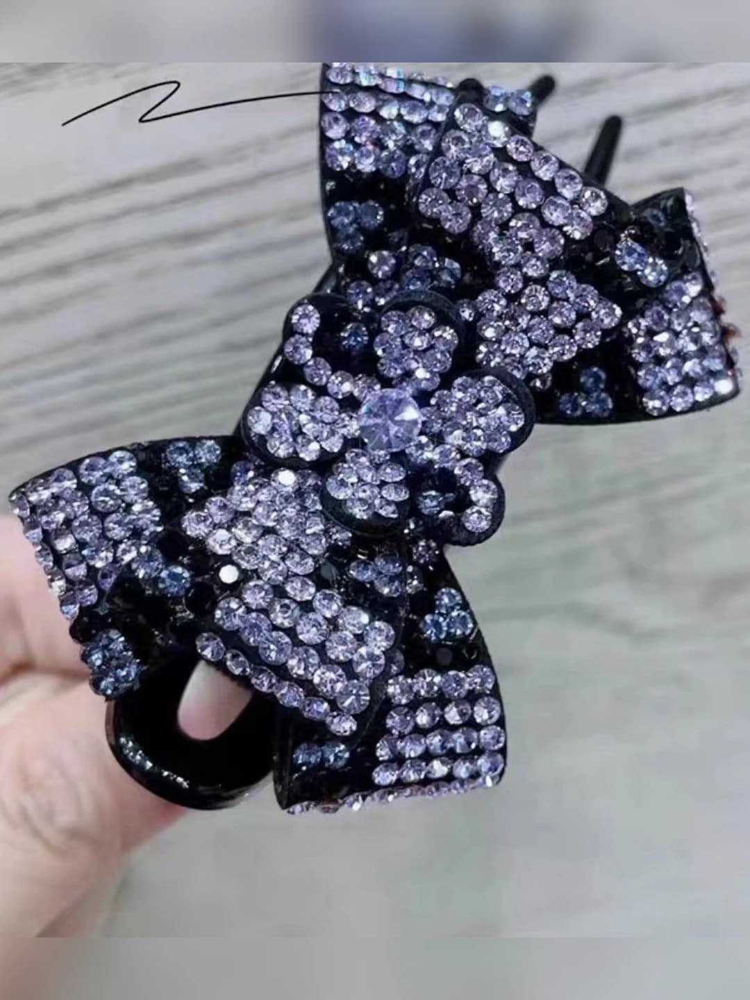 Women's Korean style leopard print rhinestone butterfly hair claw clip