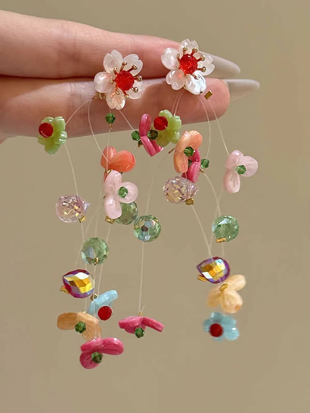 Multicolour floral studs