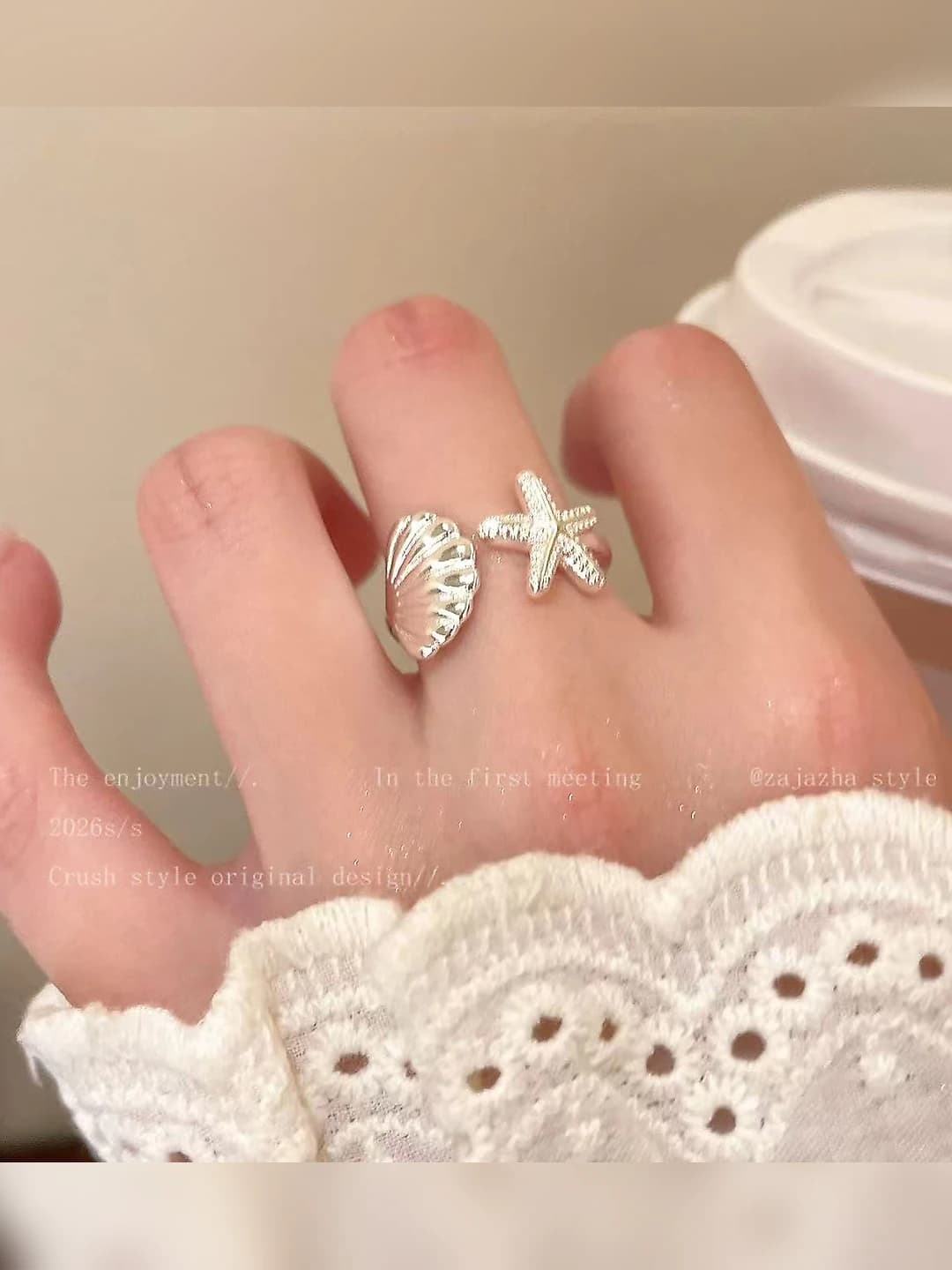 1# shell and starfish ring