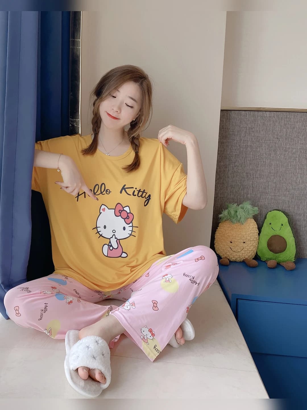 Qisqa-uzoq - Sariq Hello Kitty