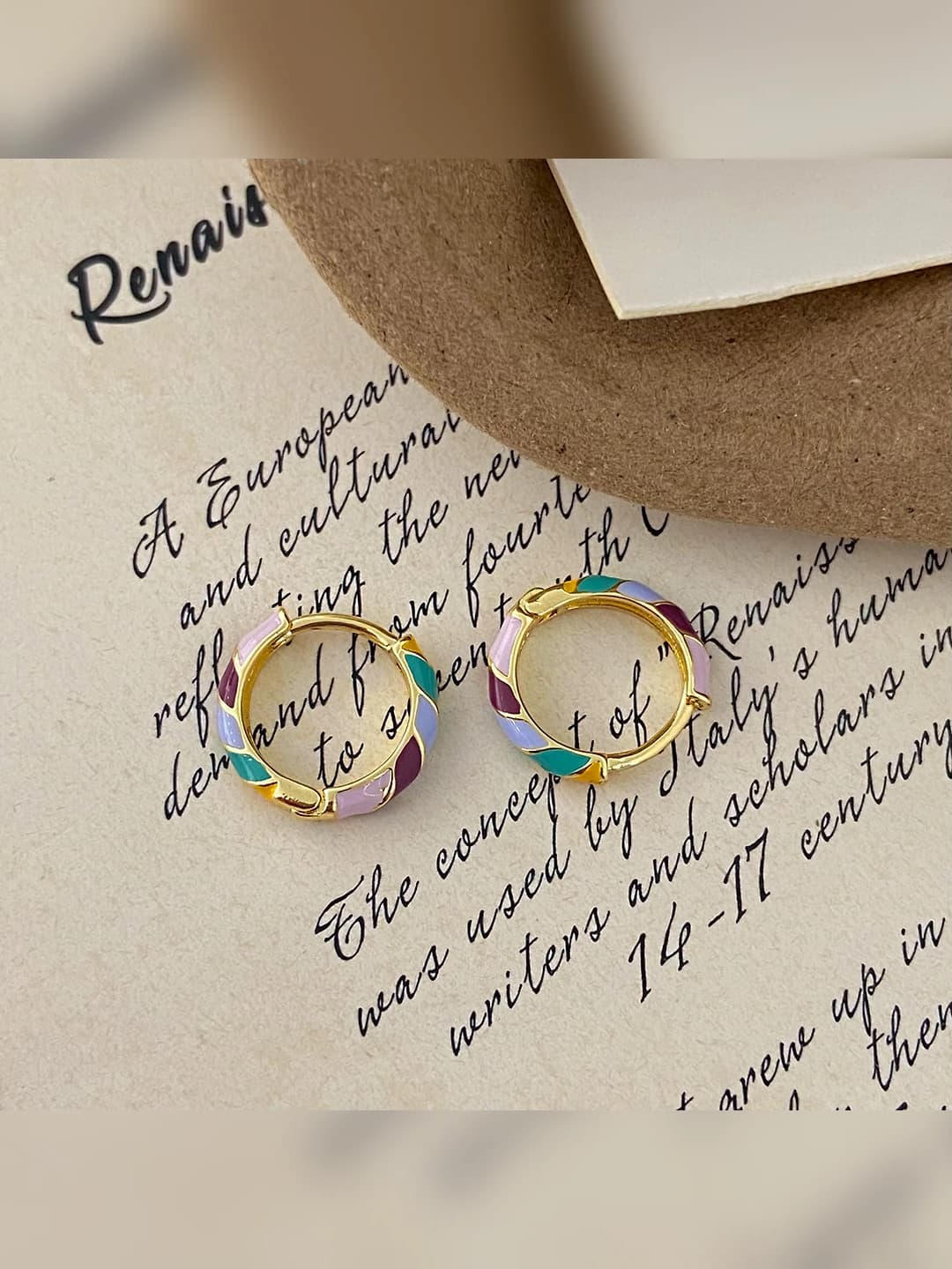 Rang-barang damla quloq halqasi - 18K oltin qoplamali