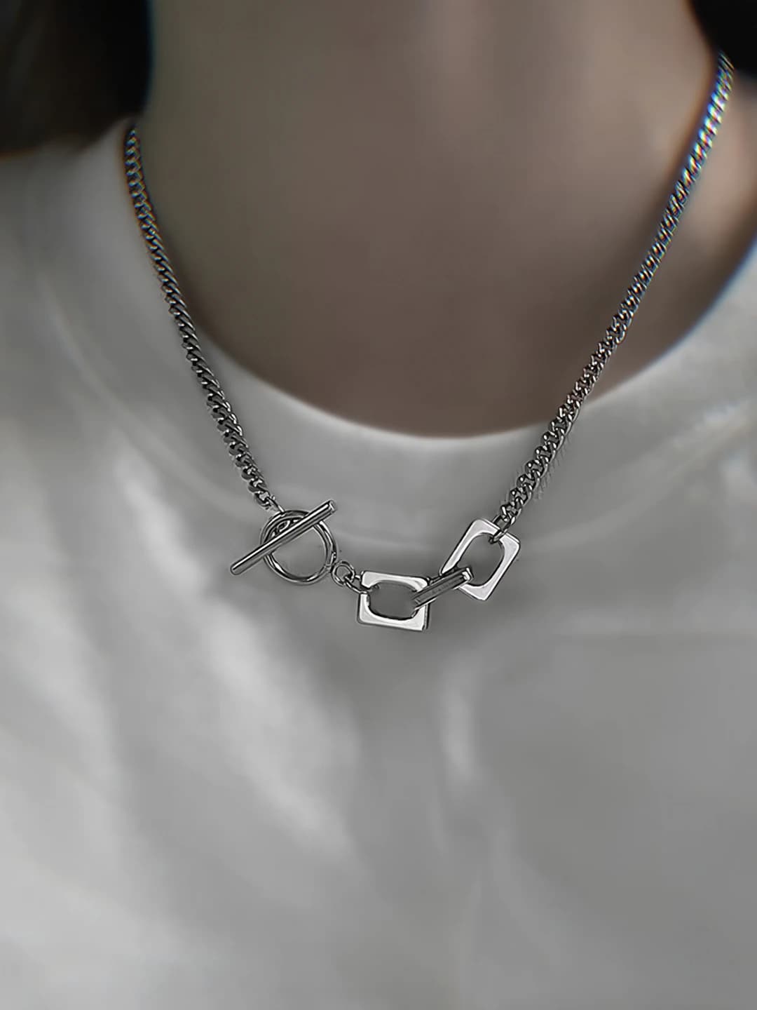 Unisex titanium steel TO clasp chain, punk style design element, new 2026 model