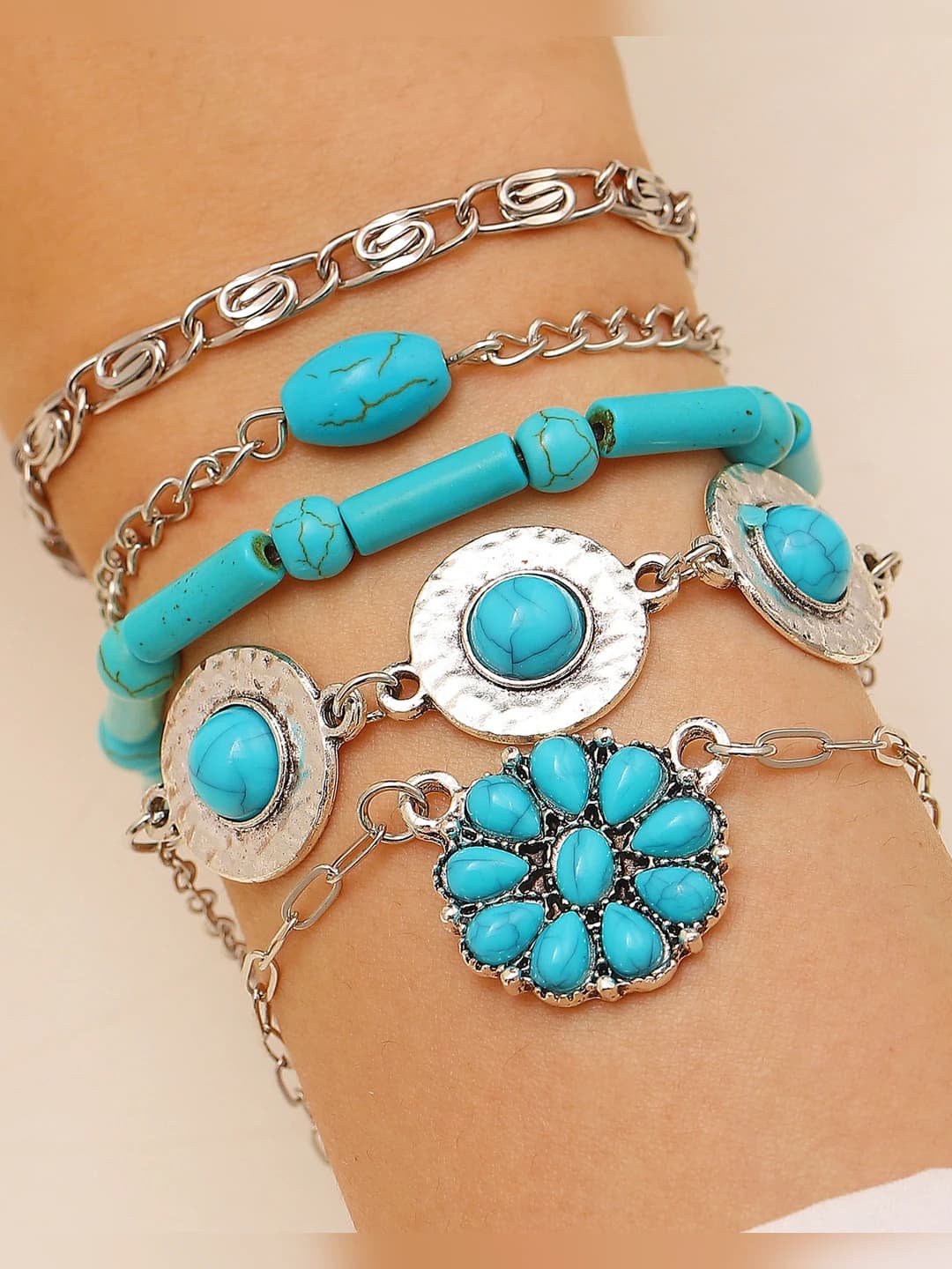 04 Antique silver turquoise flower