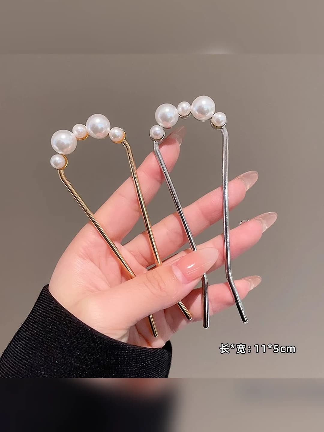 3# Silver+gold pearl - 2 pcs