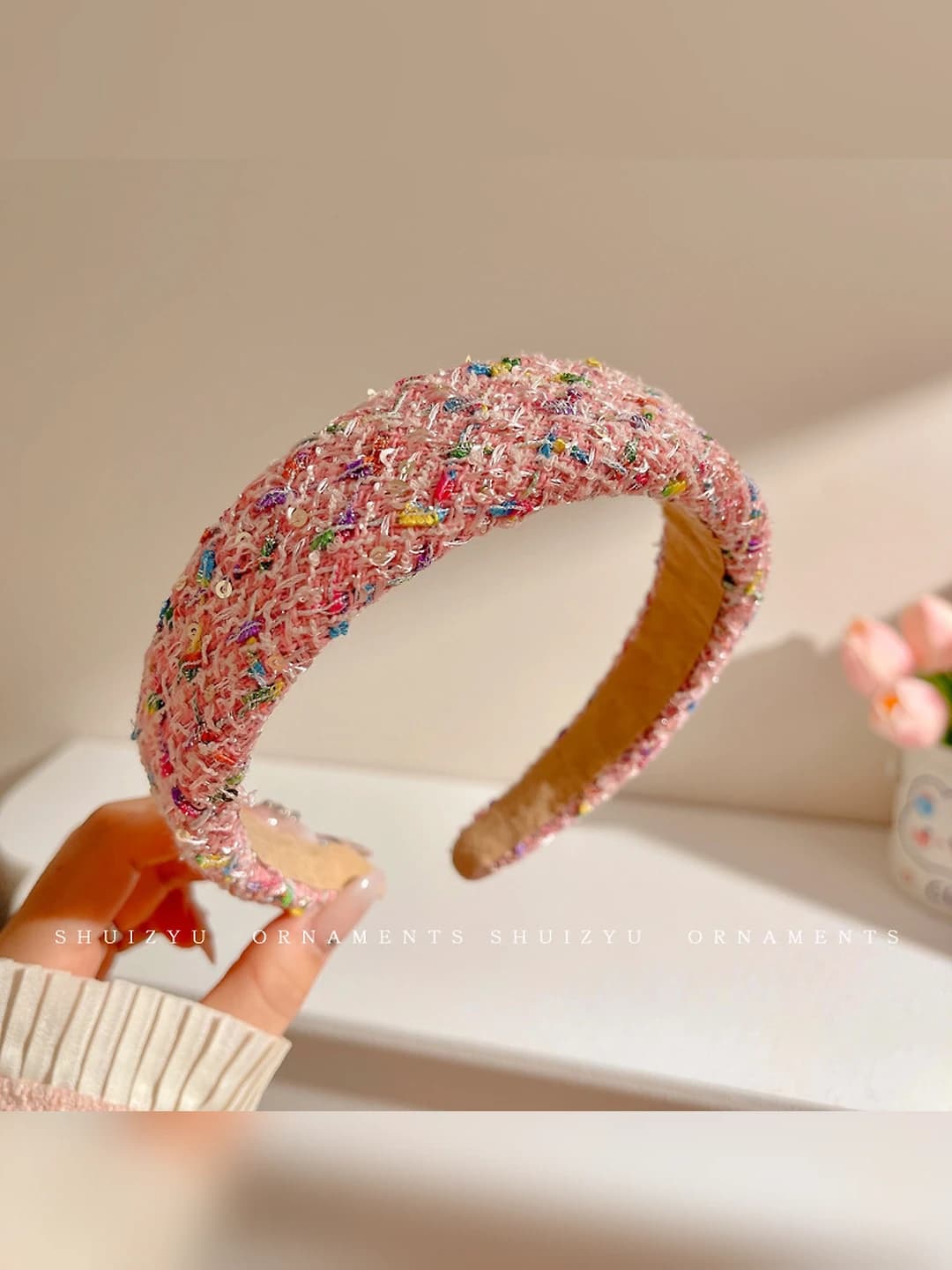 Pink sequin wide headband