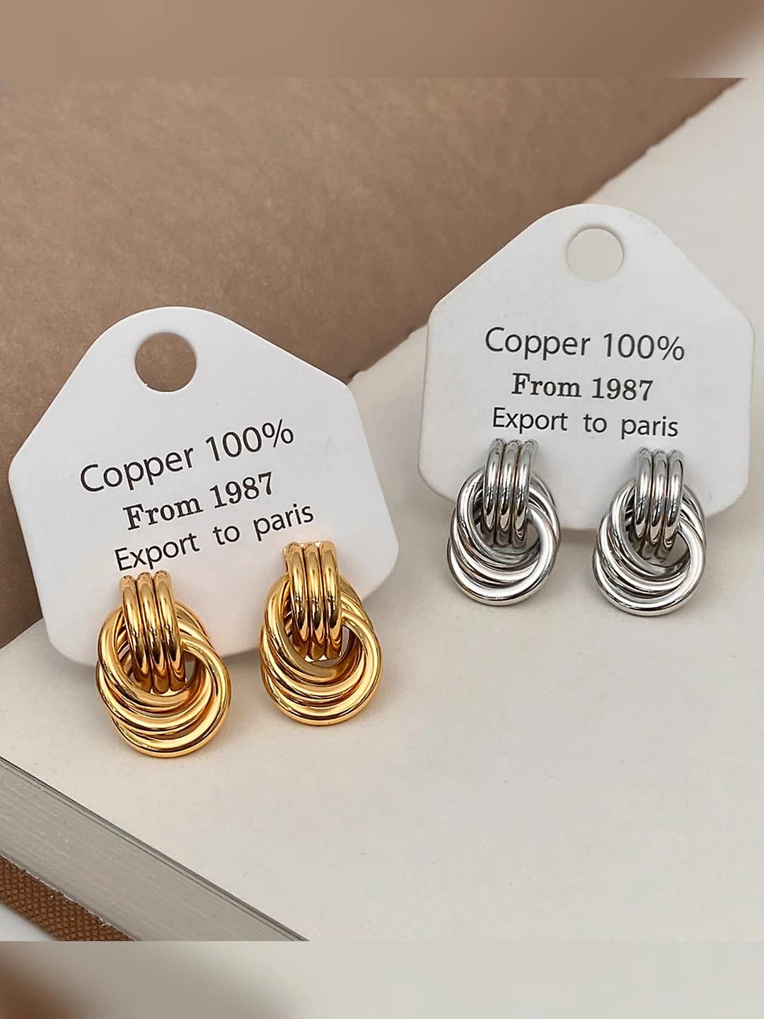 Women's minimalist metal ring stud earrings