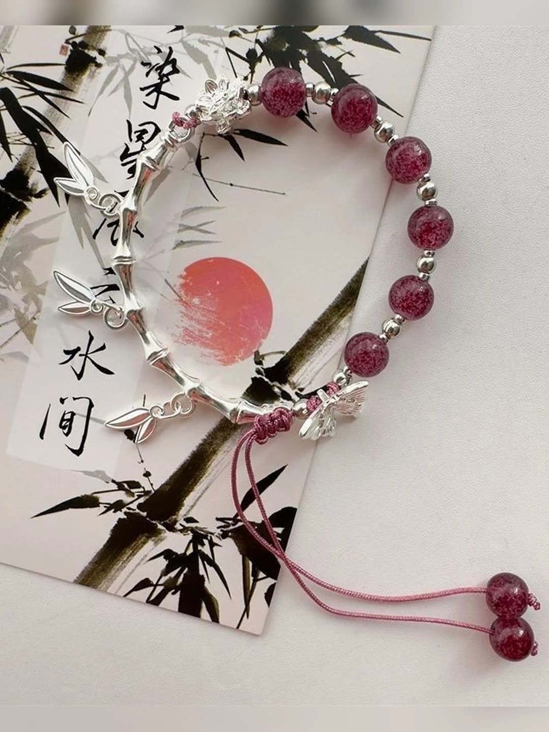 Strawberry crystal butterfly bracelet
