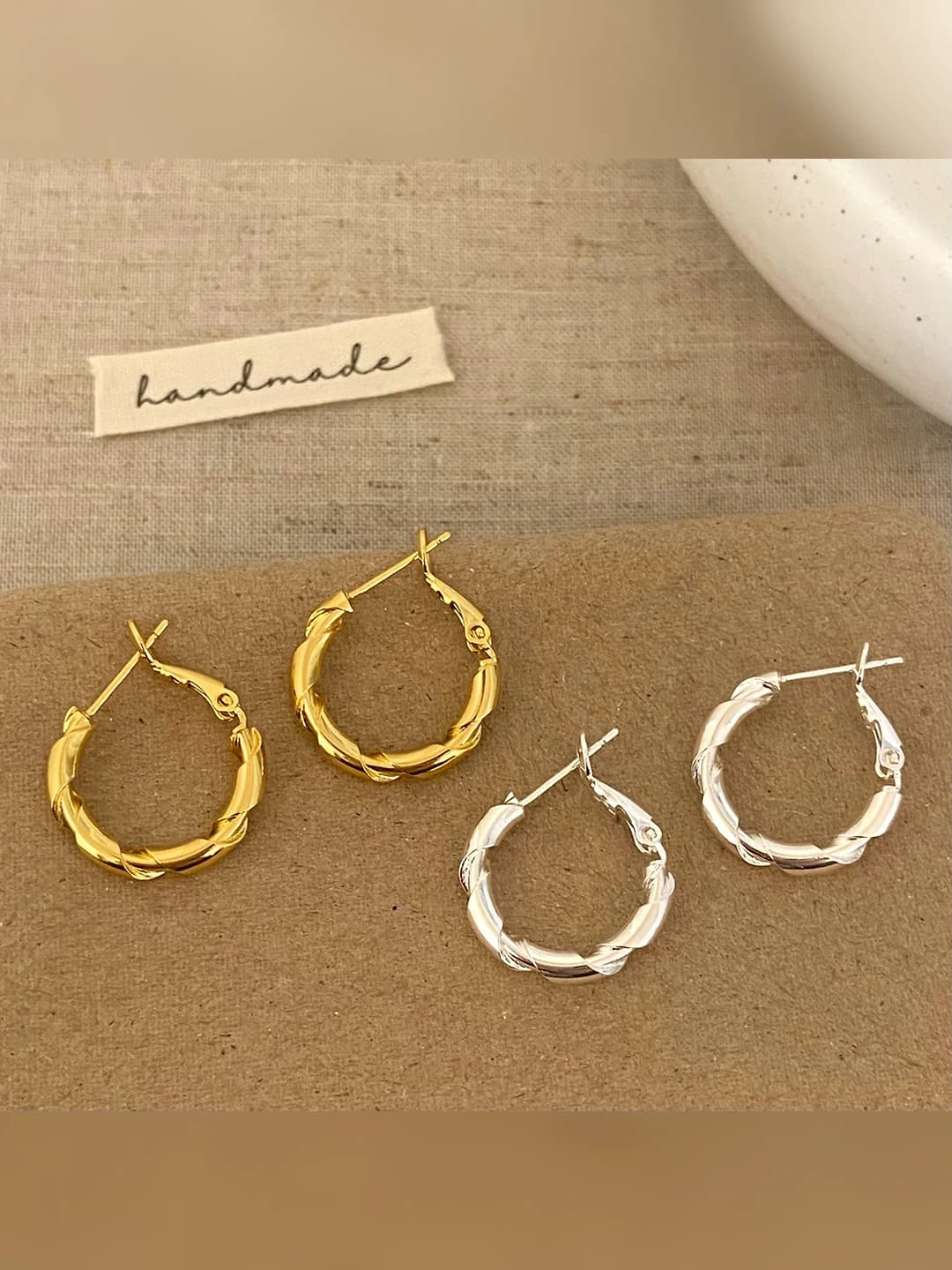 Женские геометрические серьги из латуни с покрытием 18k золотом