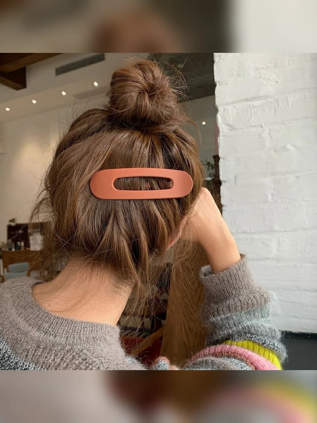Women's Korean style matte acrylic oval hair clips for bangs
