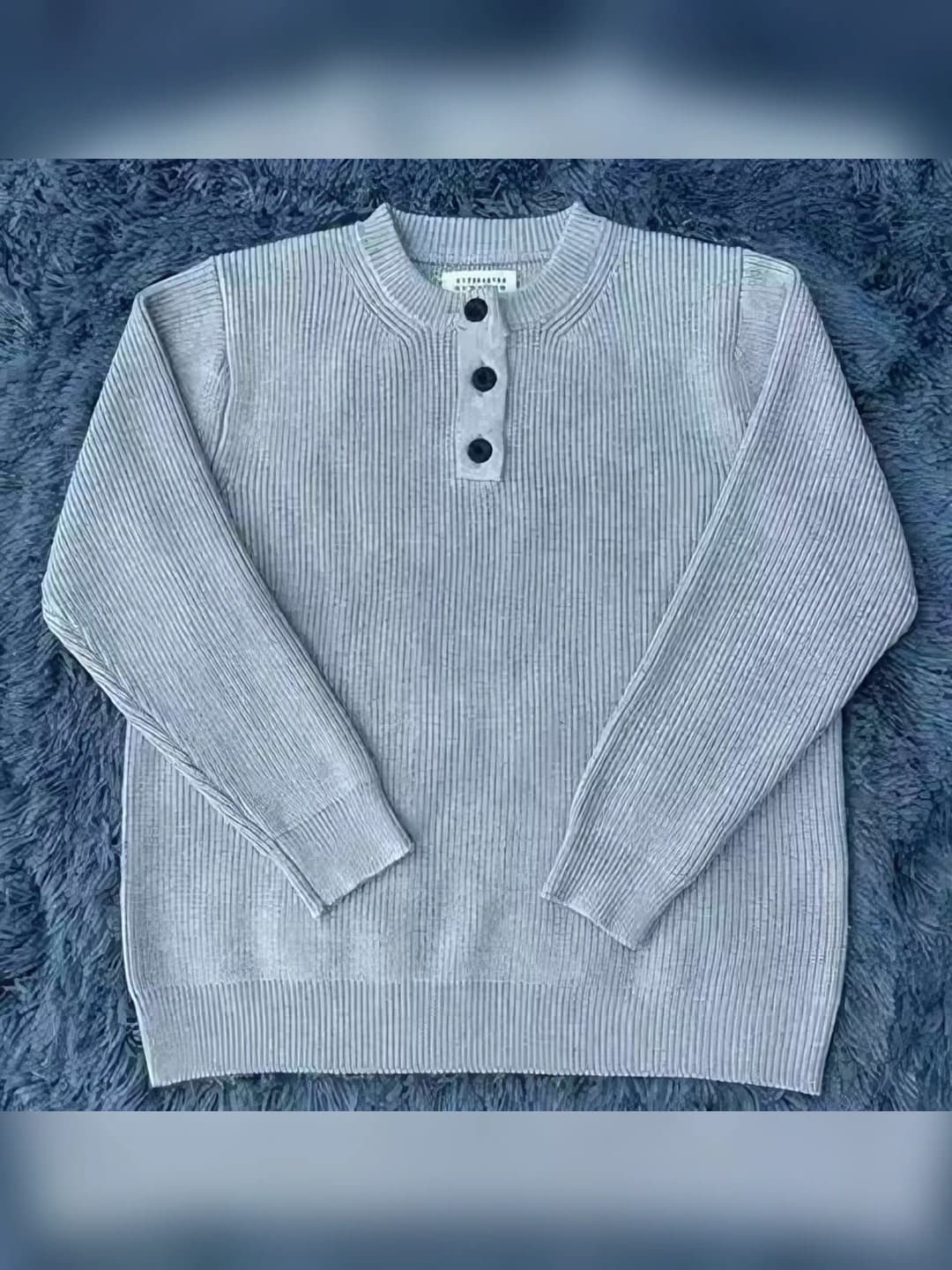Women's retro striped knit top, crew neck, long sleeve, loose fit, warm