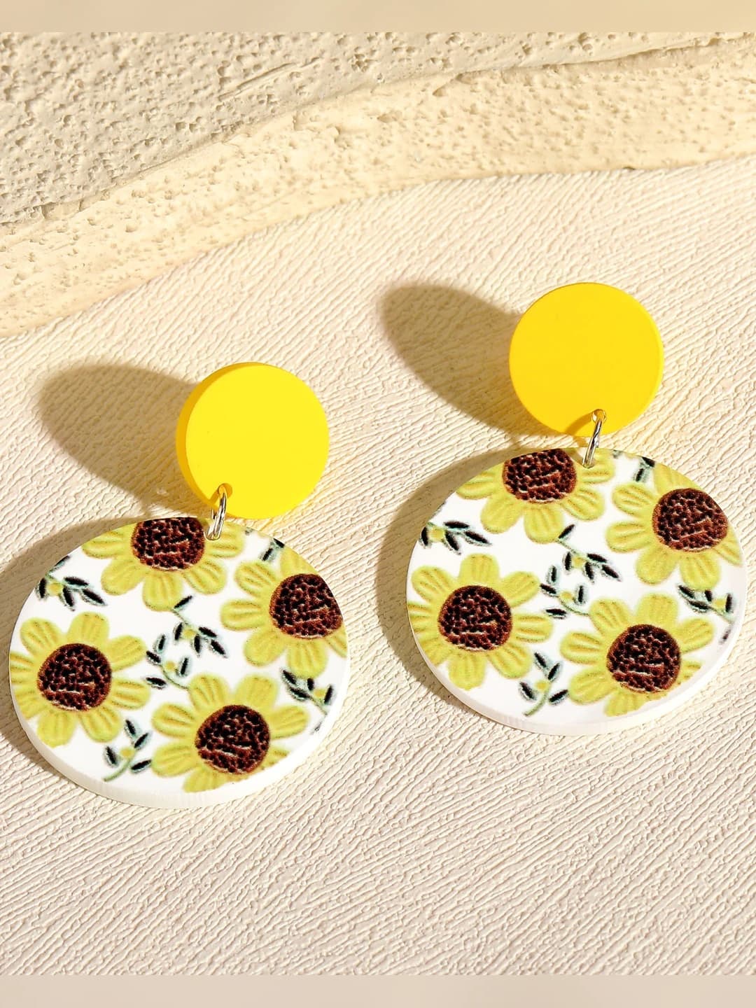 Women's acrylic flower and geometric stud earrings, country style colorful earrings