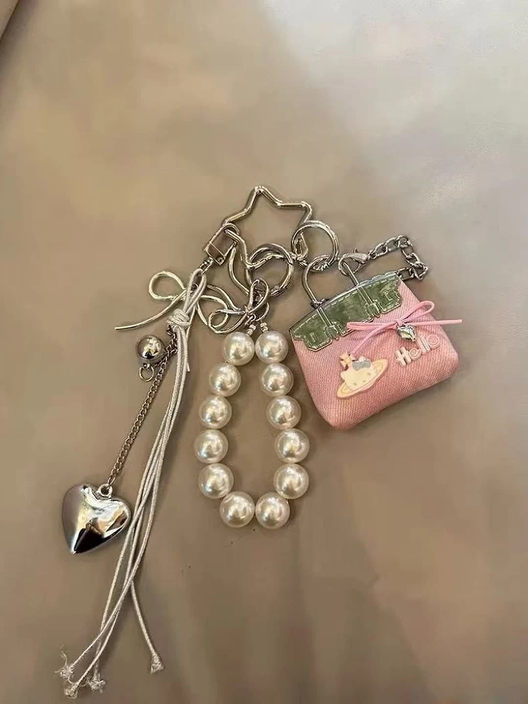 Pink bag charm