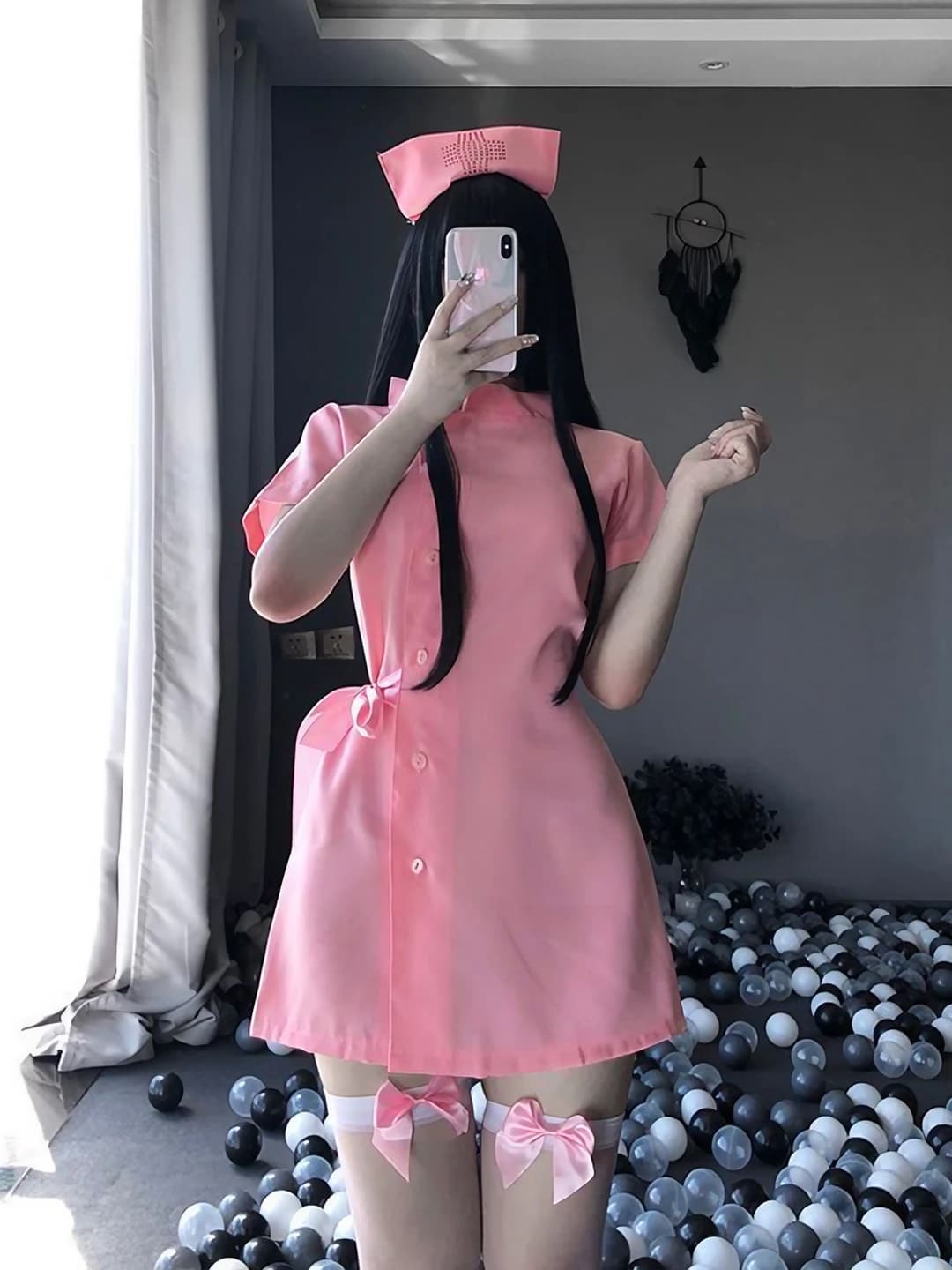 Сексуальный розовый костюм медсестры