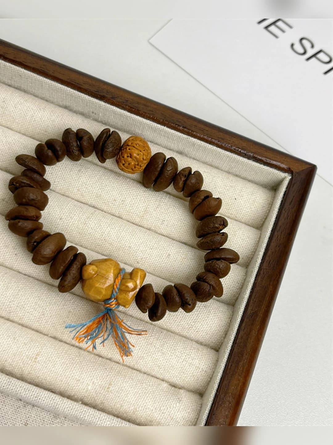 Wooden bear coffee bean bracelet