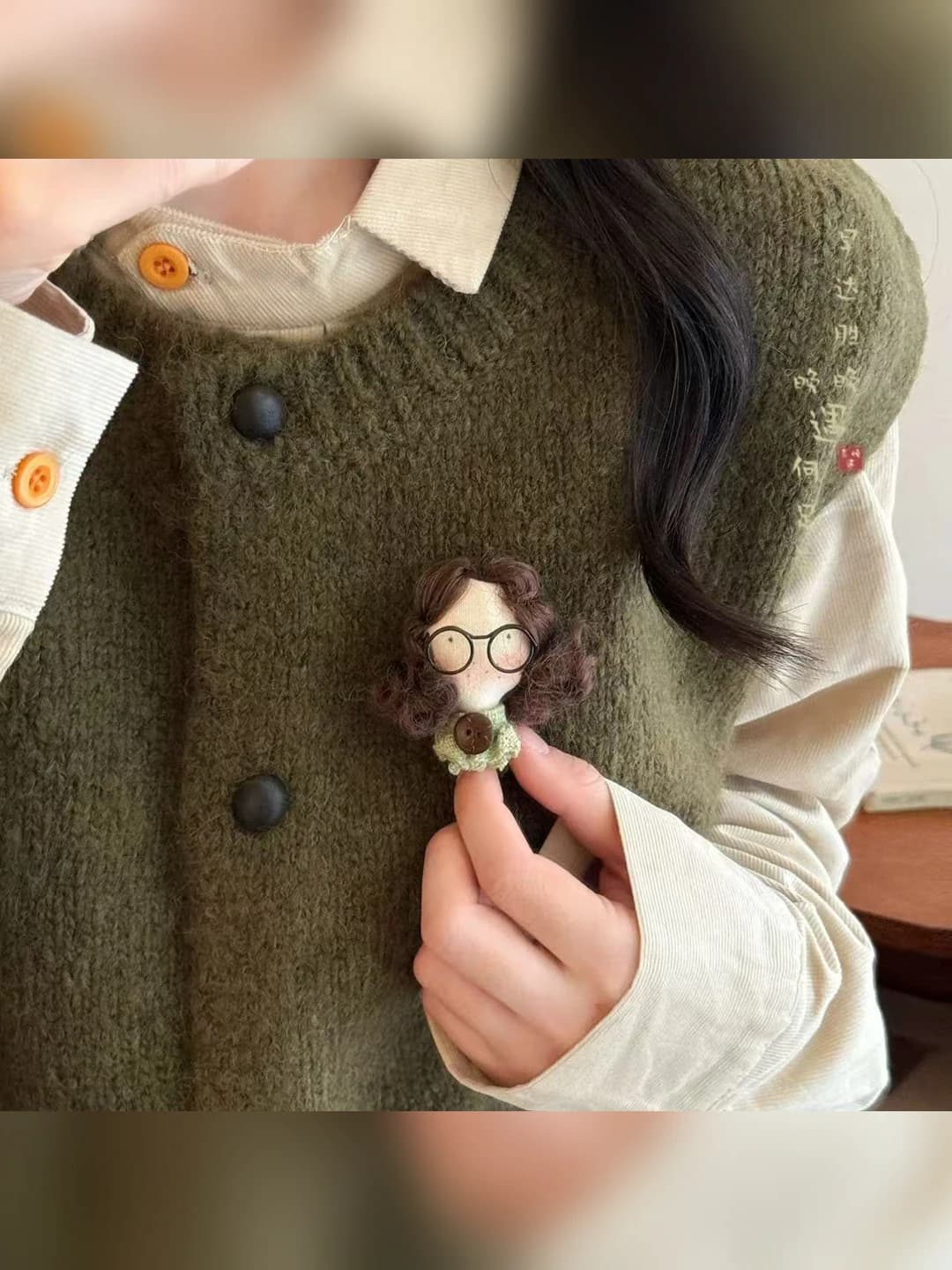 Women's 2026 handmade fabric cute rabbit brooch pin for sweater and coat