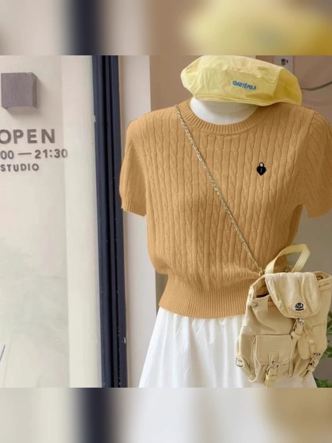 Women's 2026 crew neck, long sleeve, slim fit, solid colour, khaki knitted pullover sweater