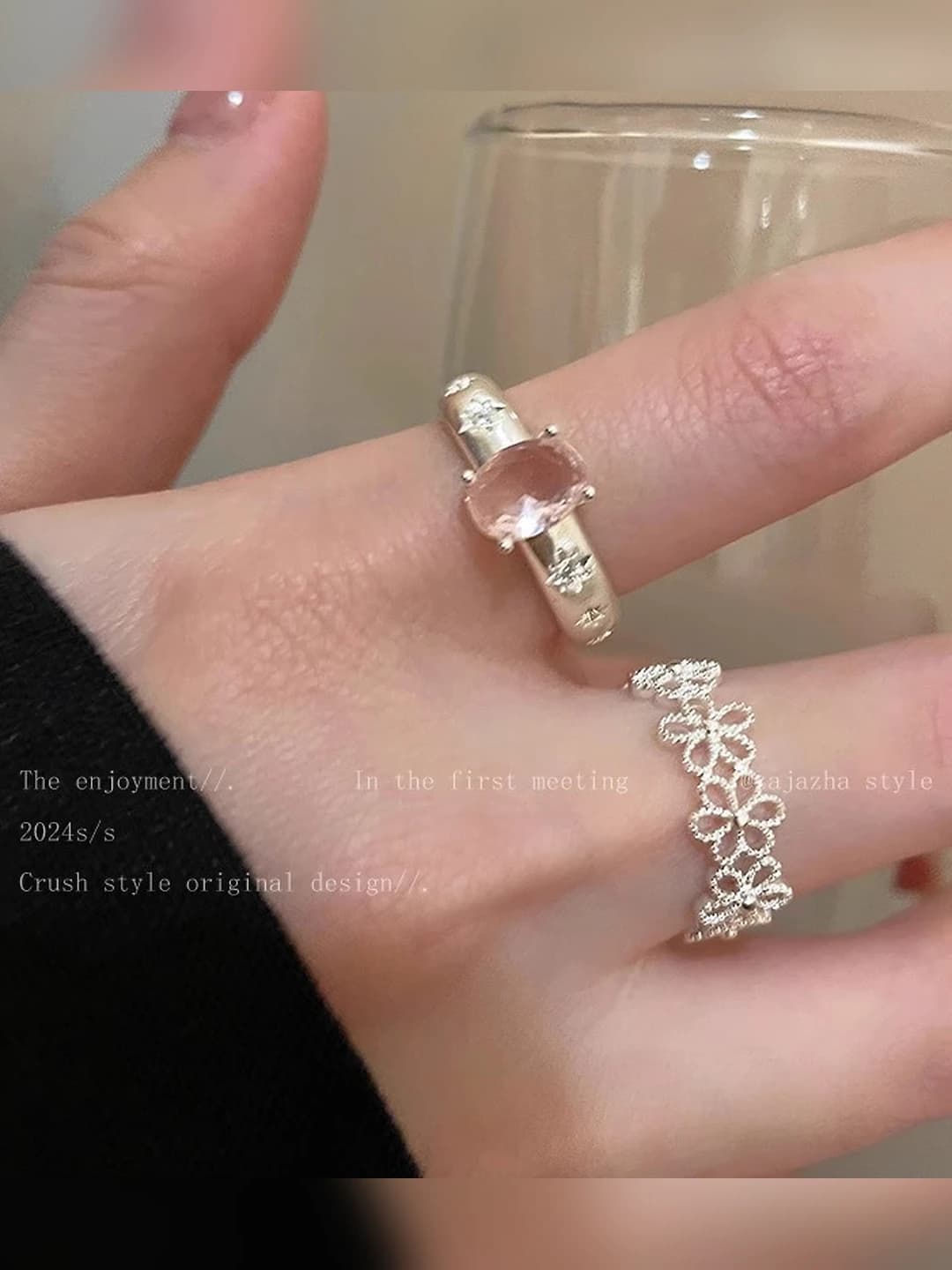 J926 Silver a, flower style