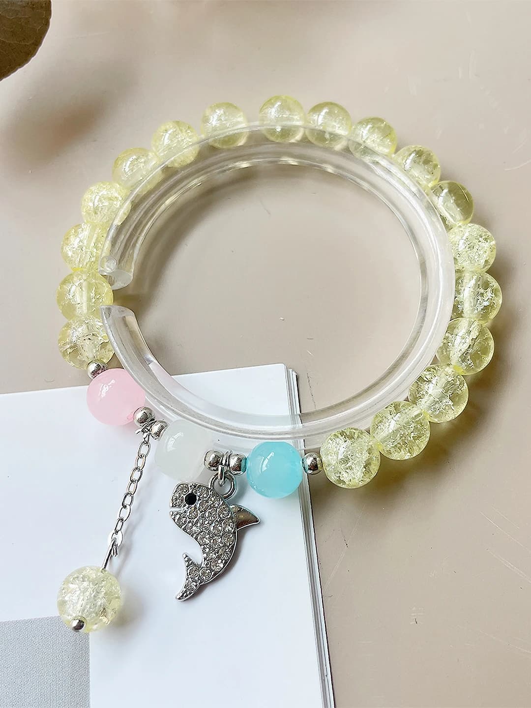 Yellow multicolour dolphin bracelet
