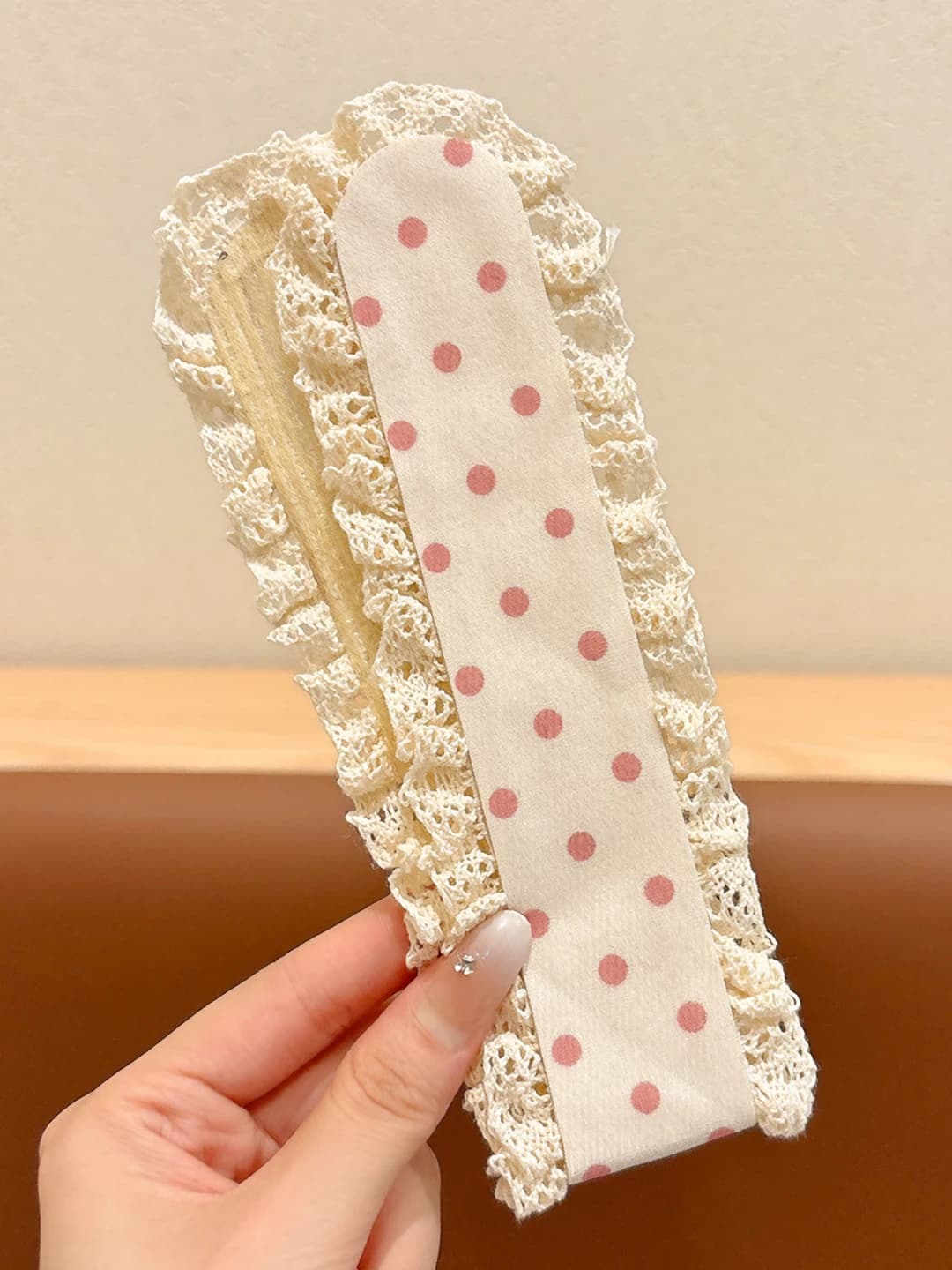 8# Pink polka dots - 34*5 cm