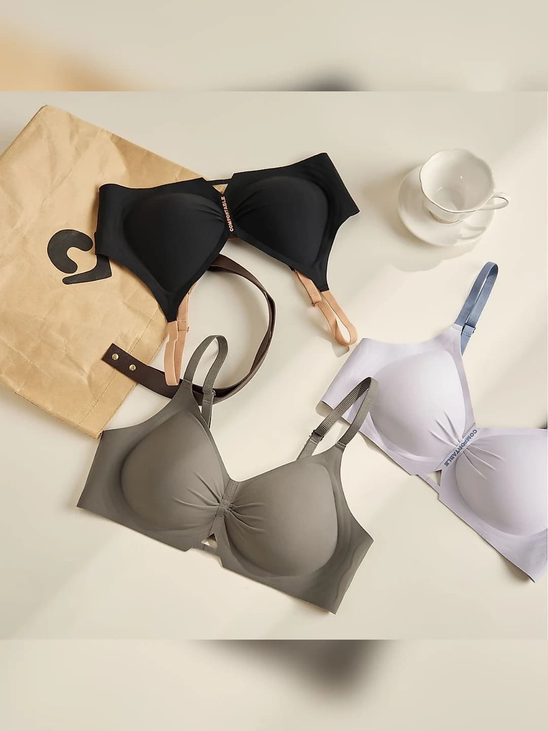 Seamless wireless bra for women: minimizes large bust, gathers side fat and prevents sagging