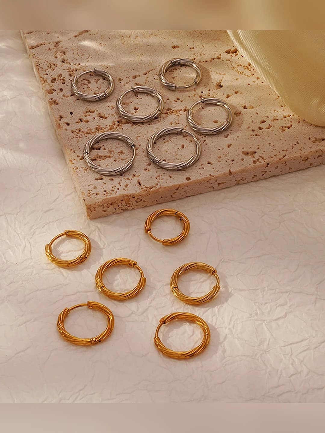 Женские серьги-кольца из нержавеющей стали с покрытием 18K, круглой формы, в стиле европа и америка