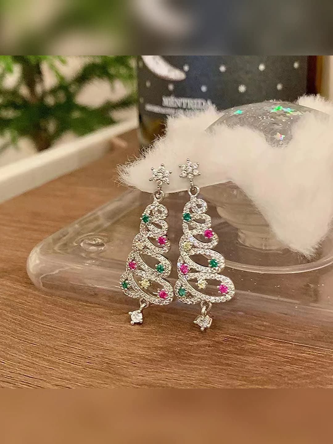 Multicolour Christmas tree earrings