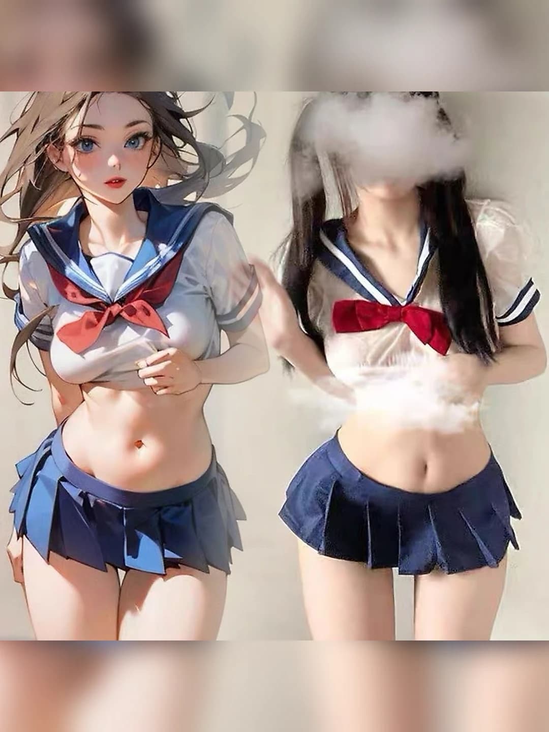 Women's JK sailor role-play lingerie set: mini skirt, polyester fabric