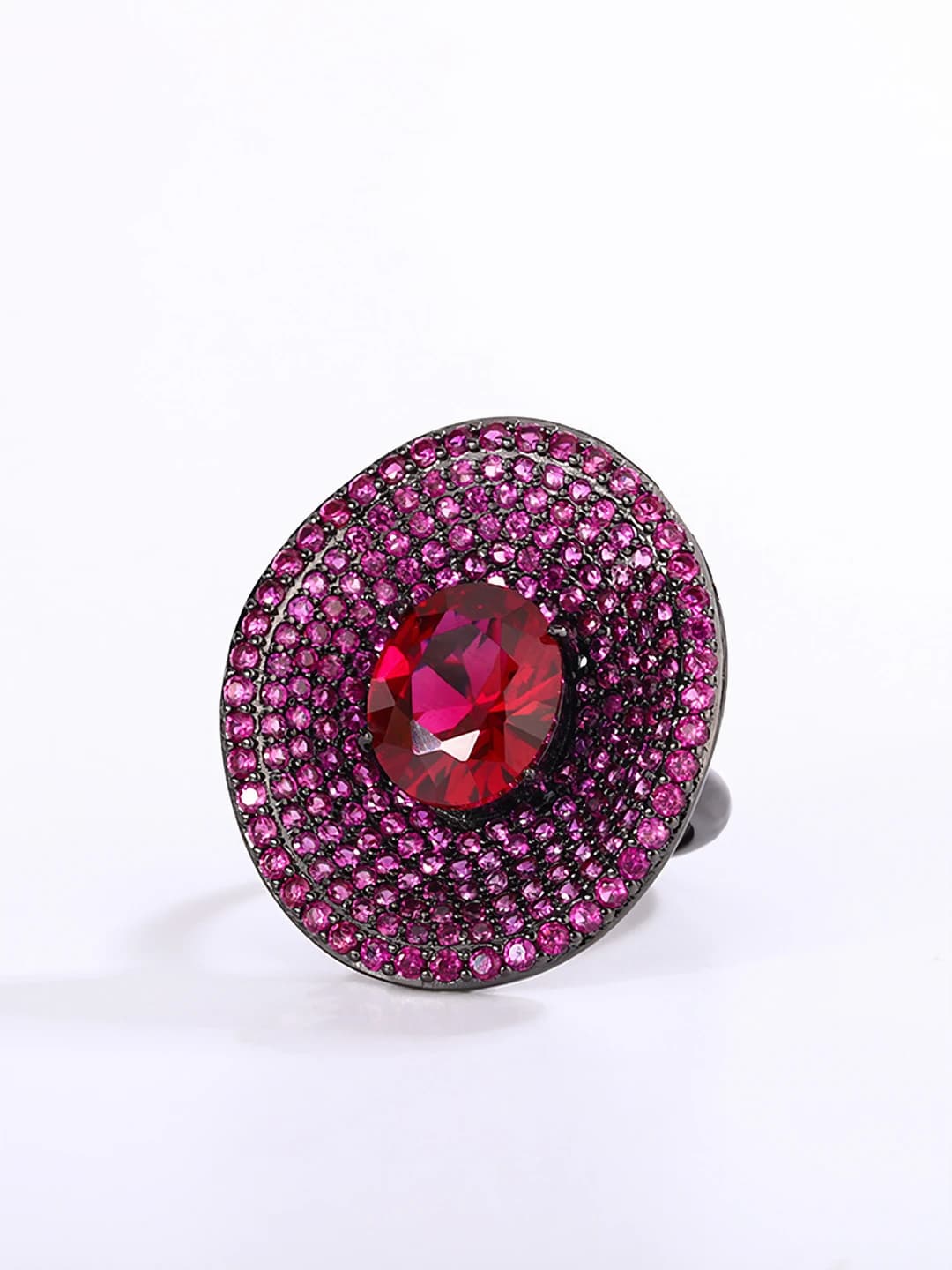 Black gold red ruby ring
