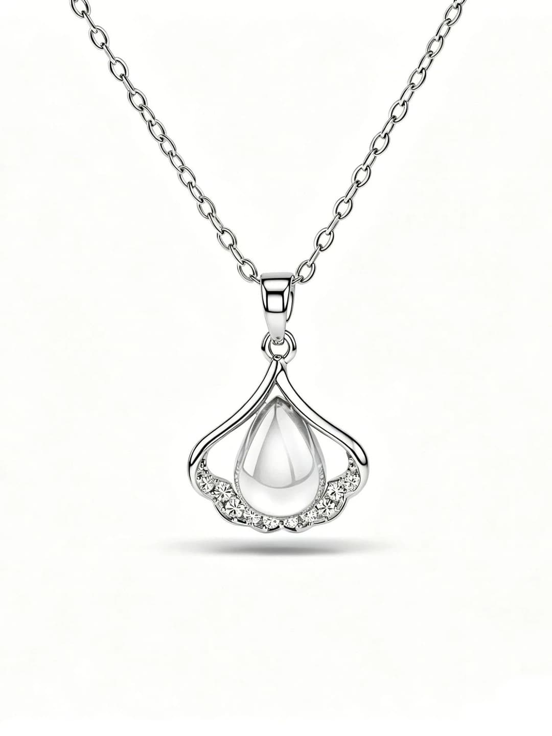 Women's chalcedony necklace, 41-50 cm length, multi-layer, silver color, sweet style gift