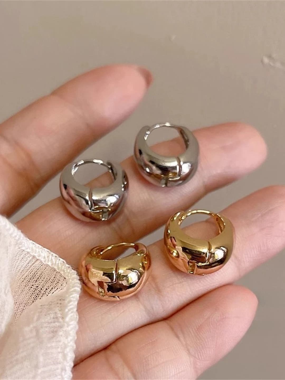 Women's geometric hoop earrings, retro style