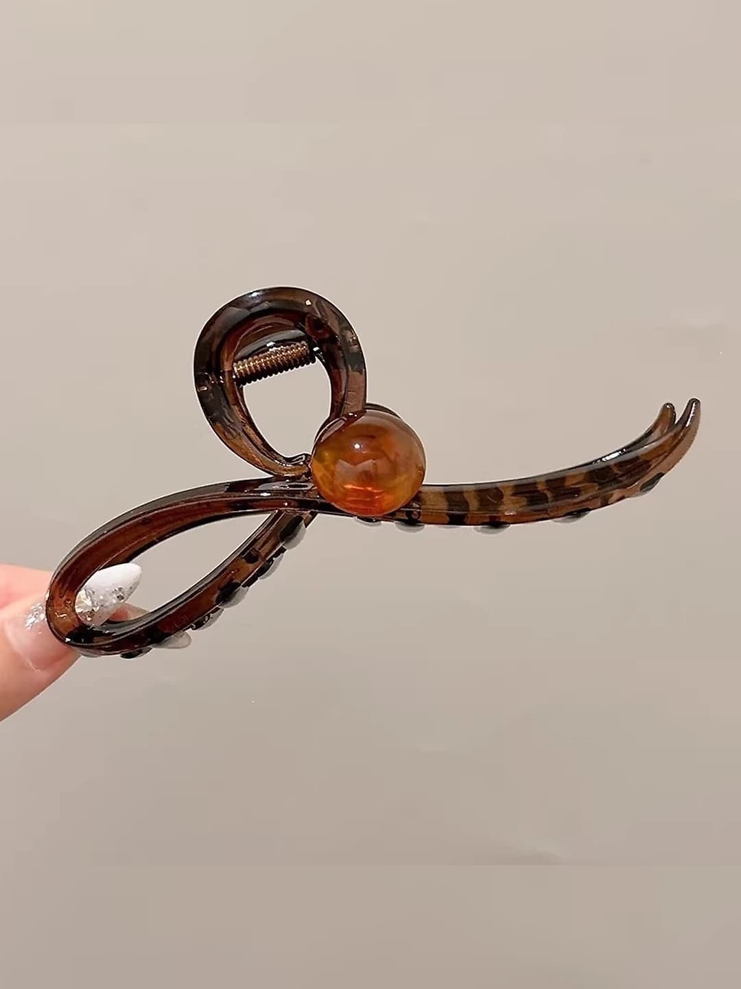 4# [Karamel rangli marvaridli katta qisqich 13cm