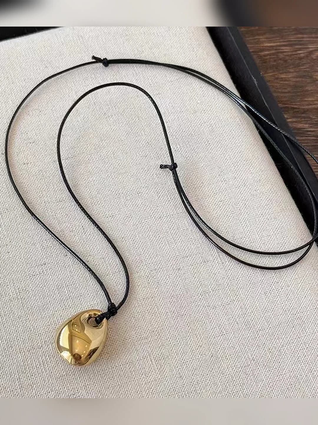 Gold small gold bean necklace