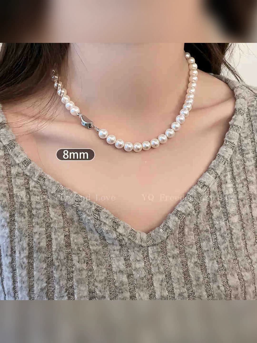 8MM glass pearl [Yuanbao clasp]