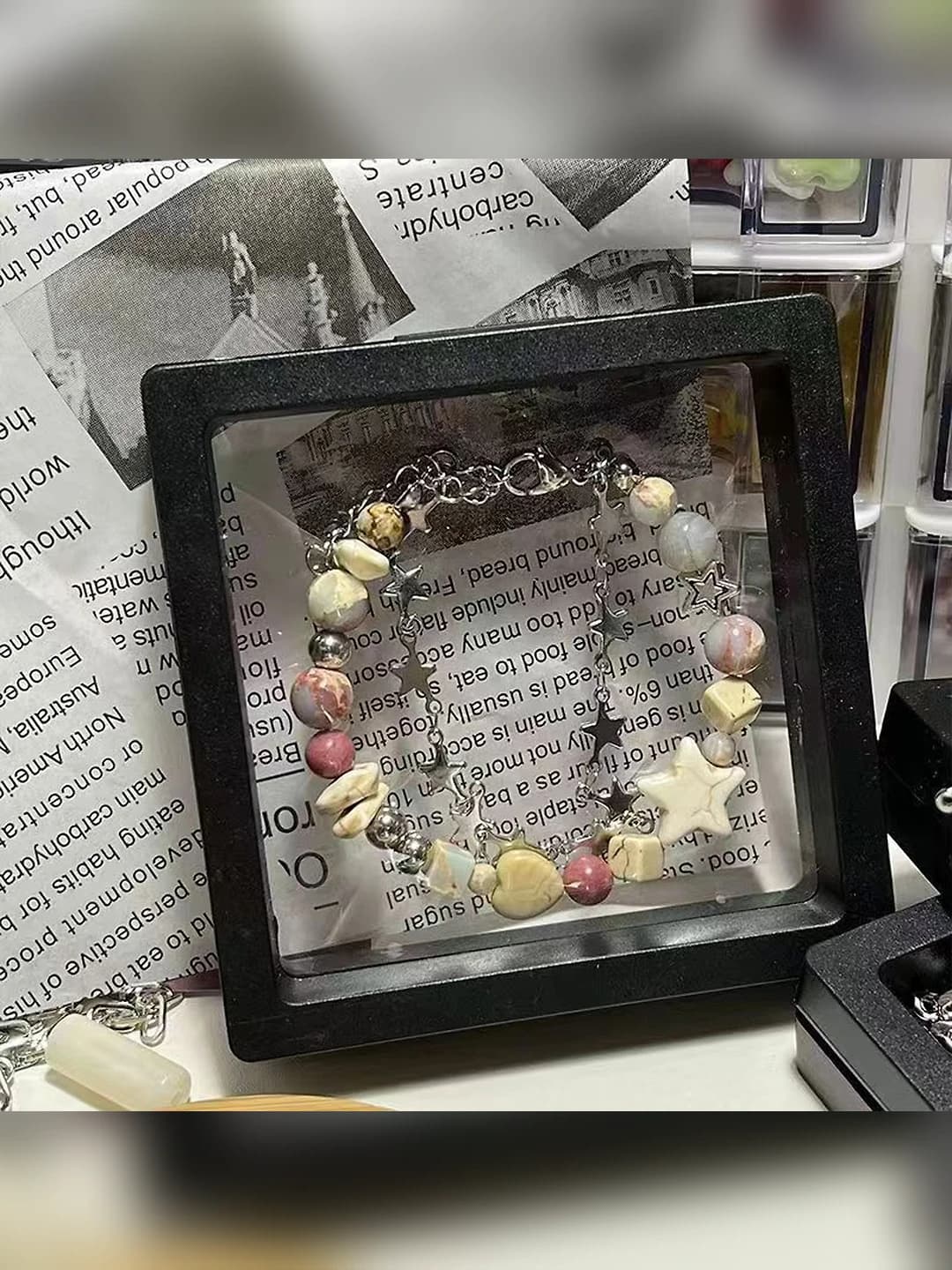 Women's acrylic bracelet with stars and moon in sweet style