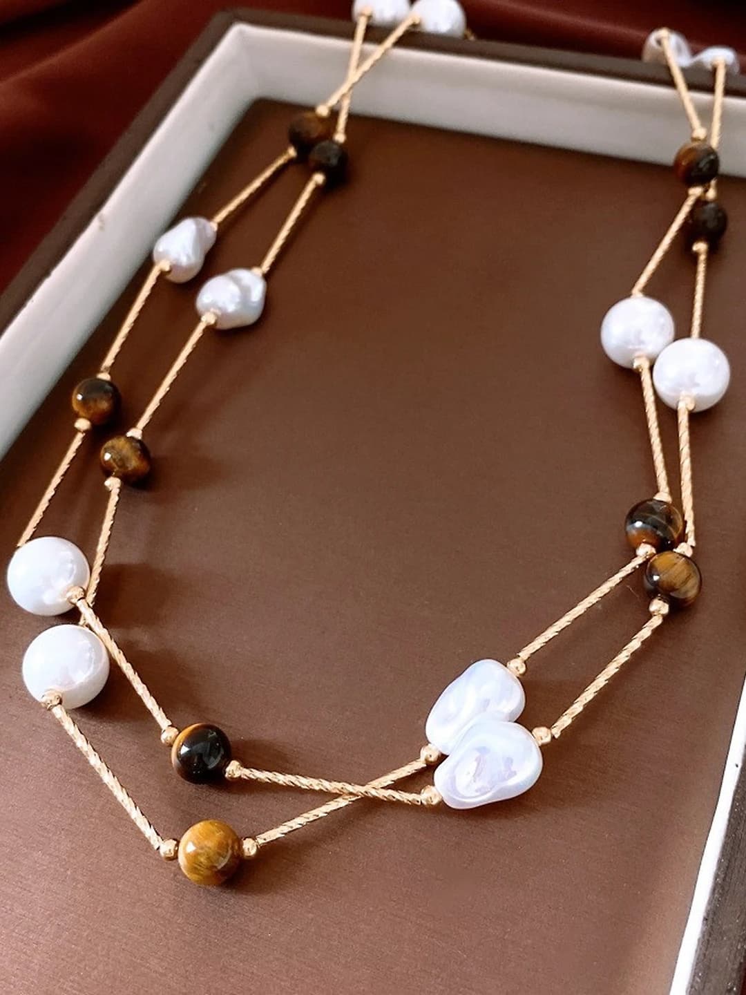 Gold, brown, white
