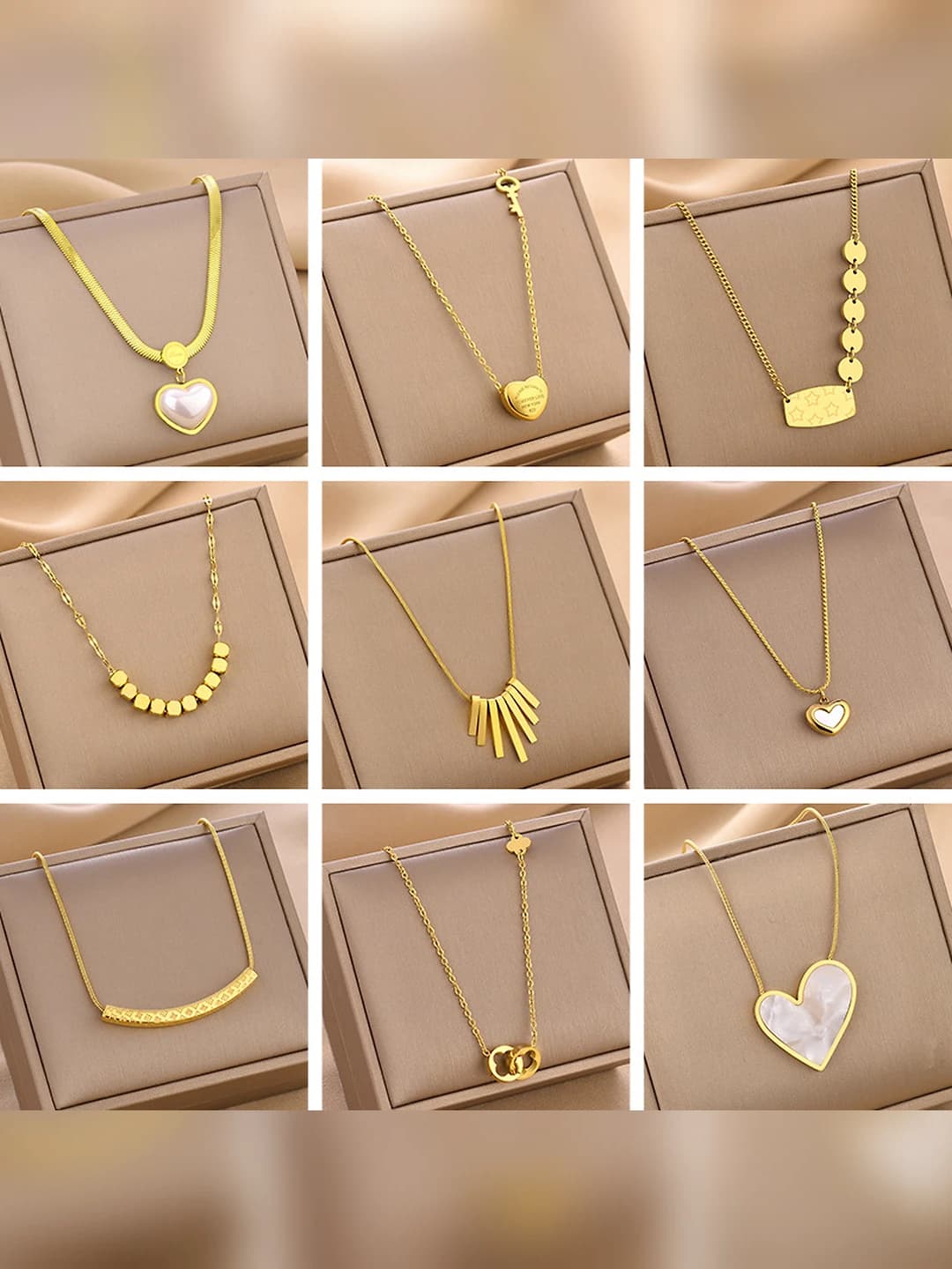 Women's titanium steel collar chain with geometric design, tassel and star elements, non-fading, 41-50 cm length, 6 g weight