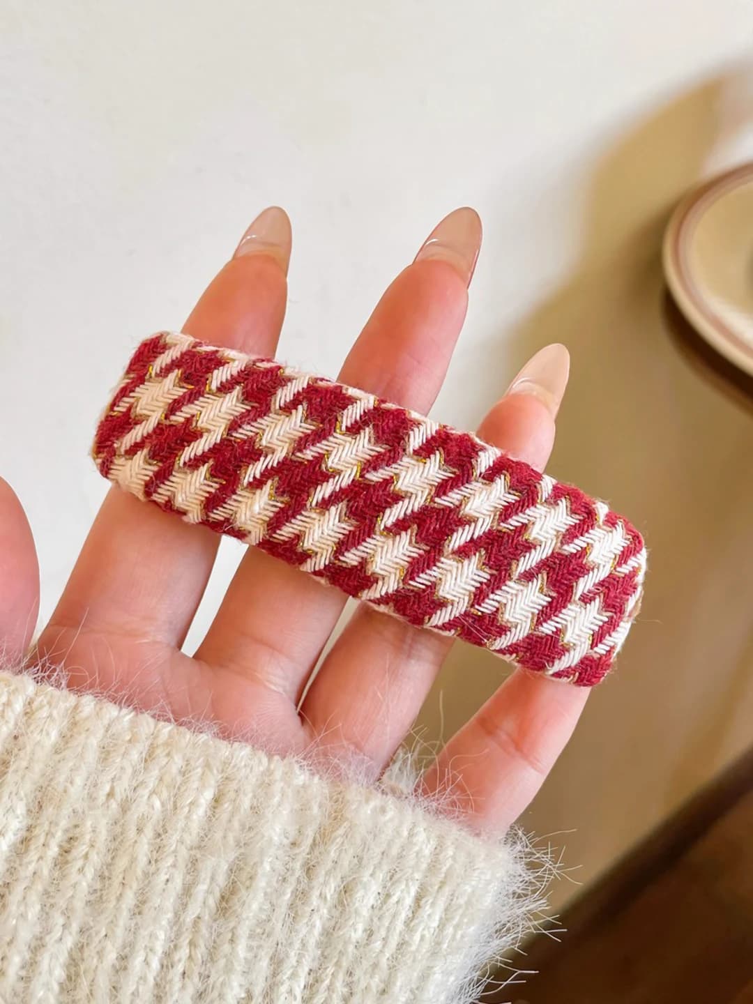 8# Qizil houndstooth 8 sm