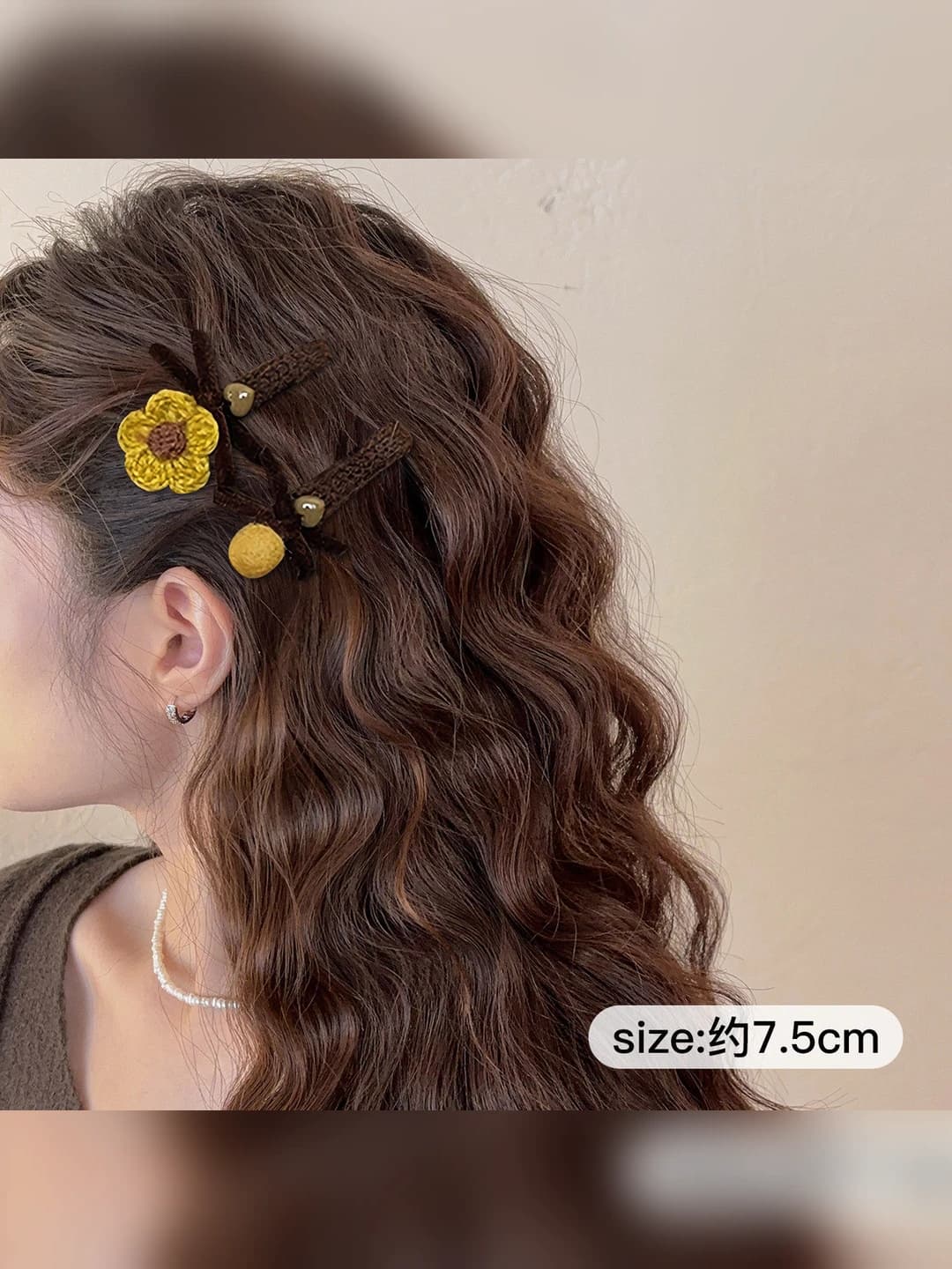 2# Pair of floral pom hair clips