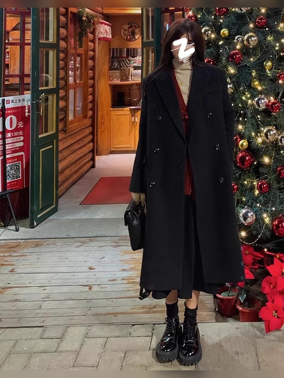 Women's blazer-style wool coat, 2026 autumn-winter, thickened, straight cut, mid-length, POLO collar, long sleeve, solid colour, double-breasted closure
