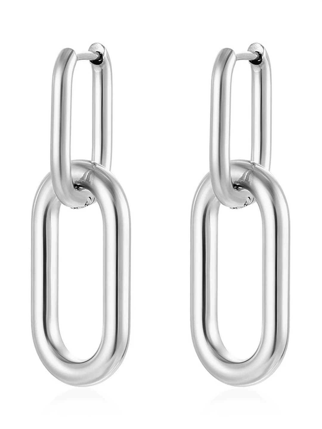 Овальные серьги, сталь, MS-606