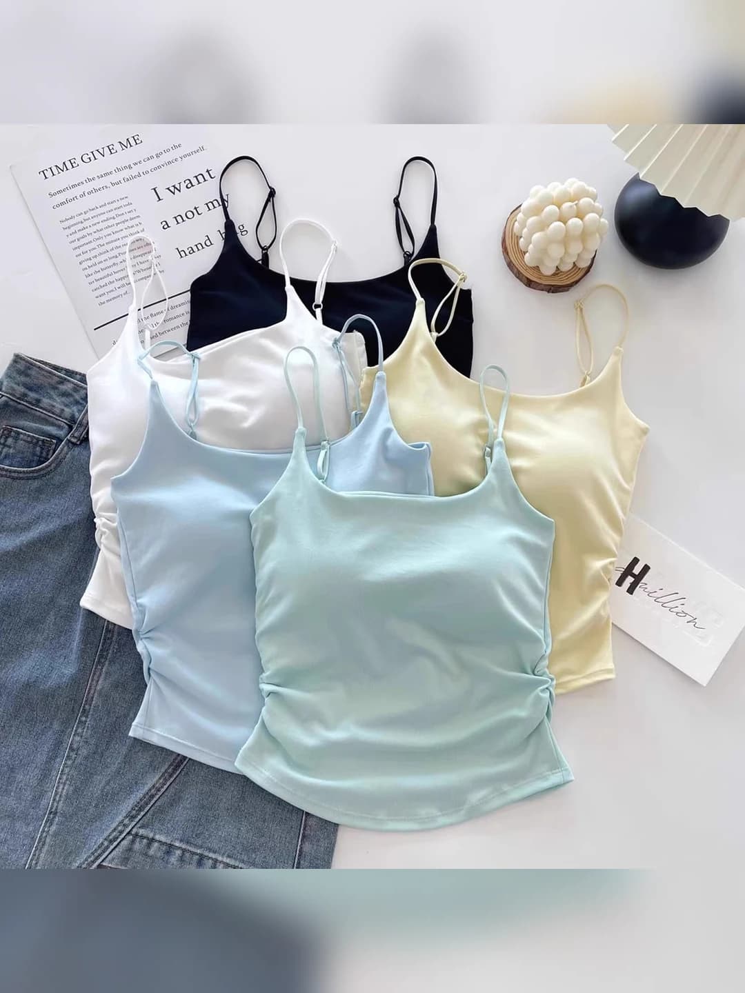 Women's strap top: slim fit, cropped, solid colour, slightly stretchy, summer