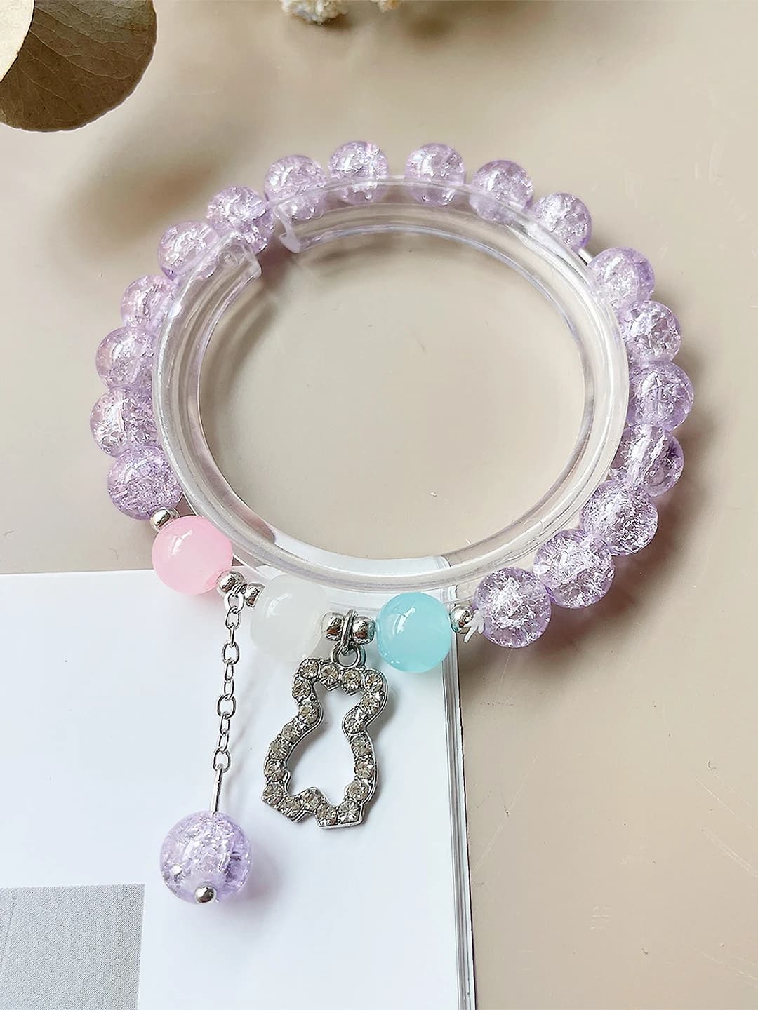 Light purple multicolour bear bracelet
