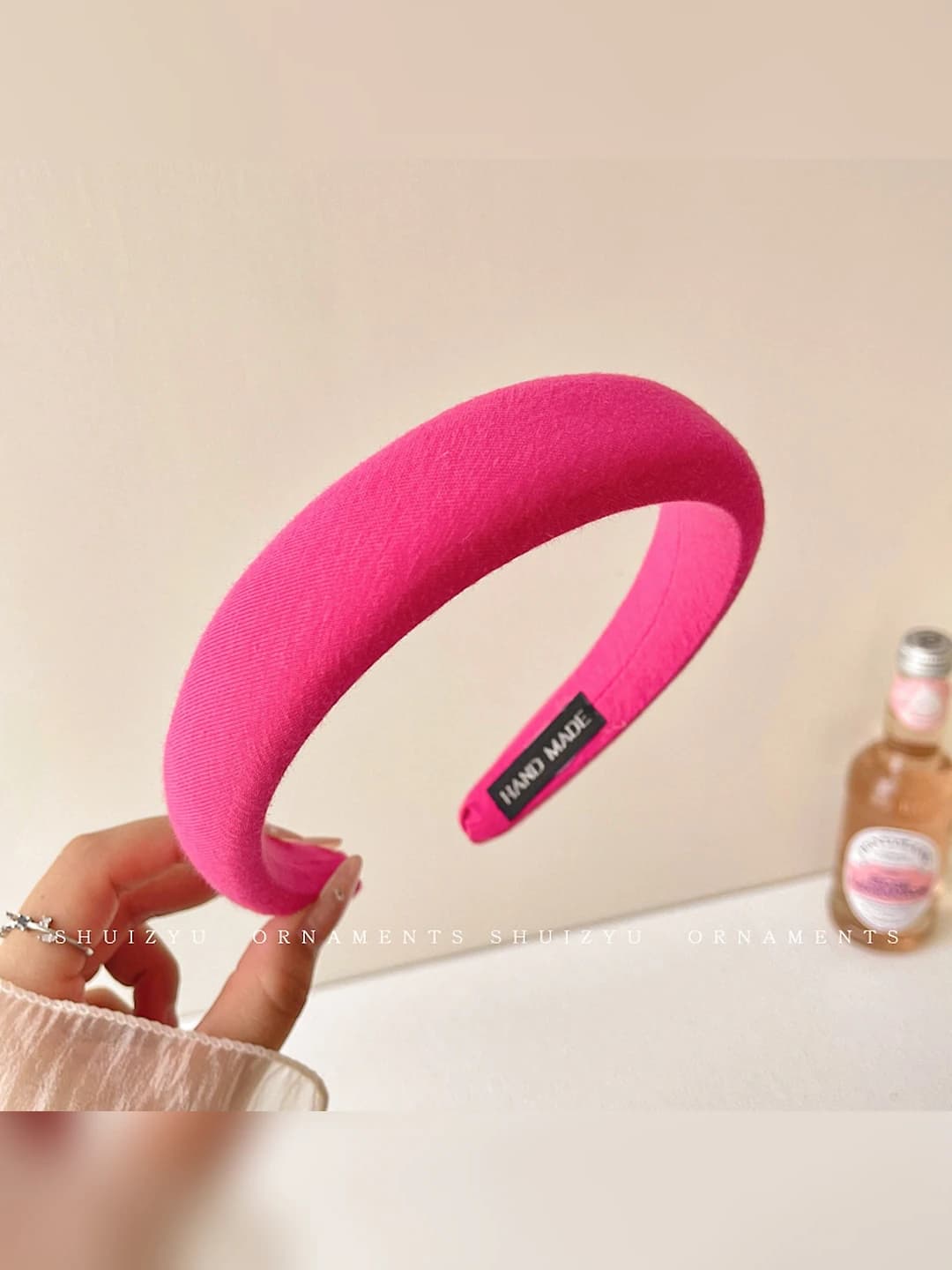 Rose red cotton fabric headband