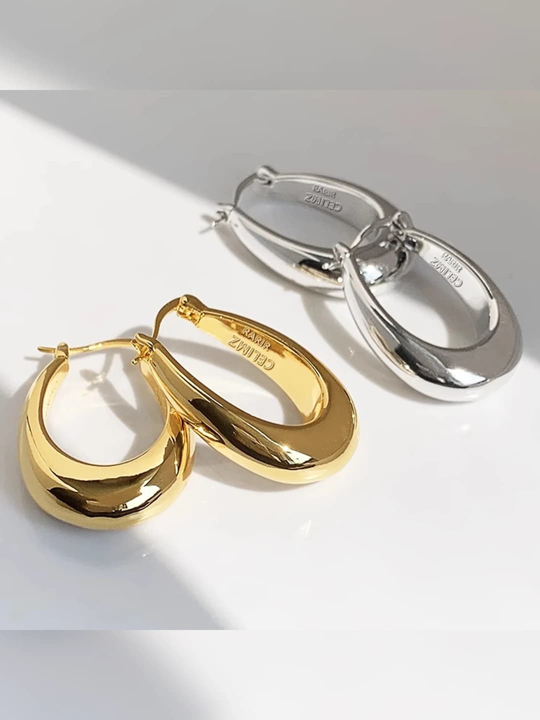 Women's retro French style light luxury teardrop oval hoop earrings