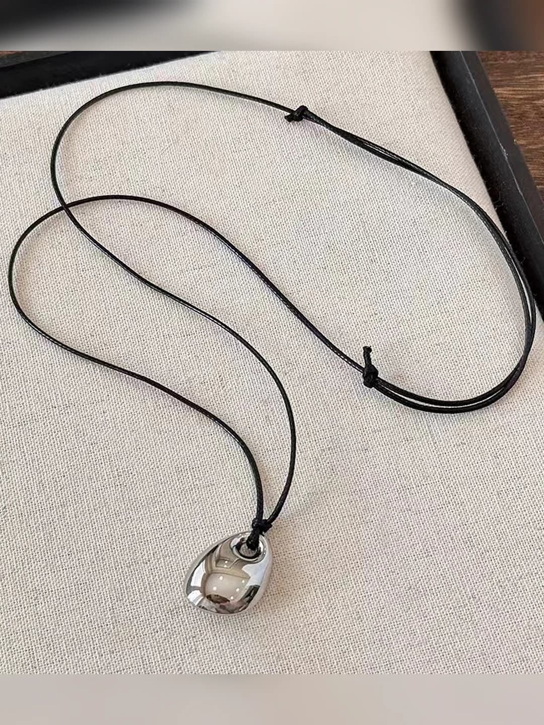 Silver small gold bean necklace