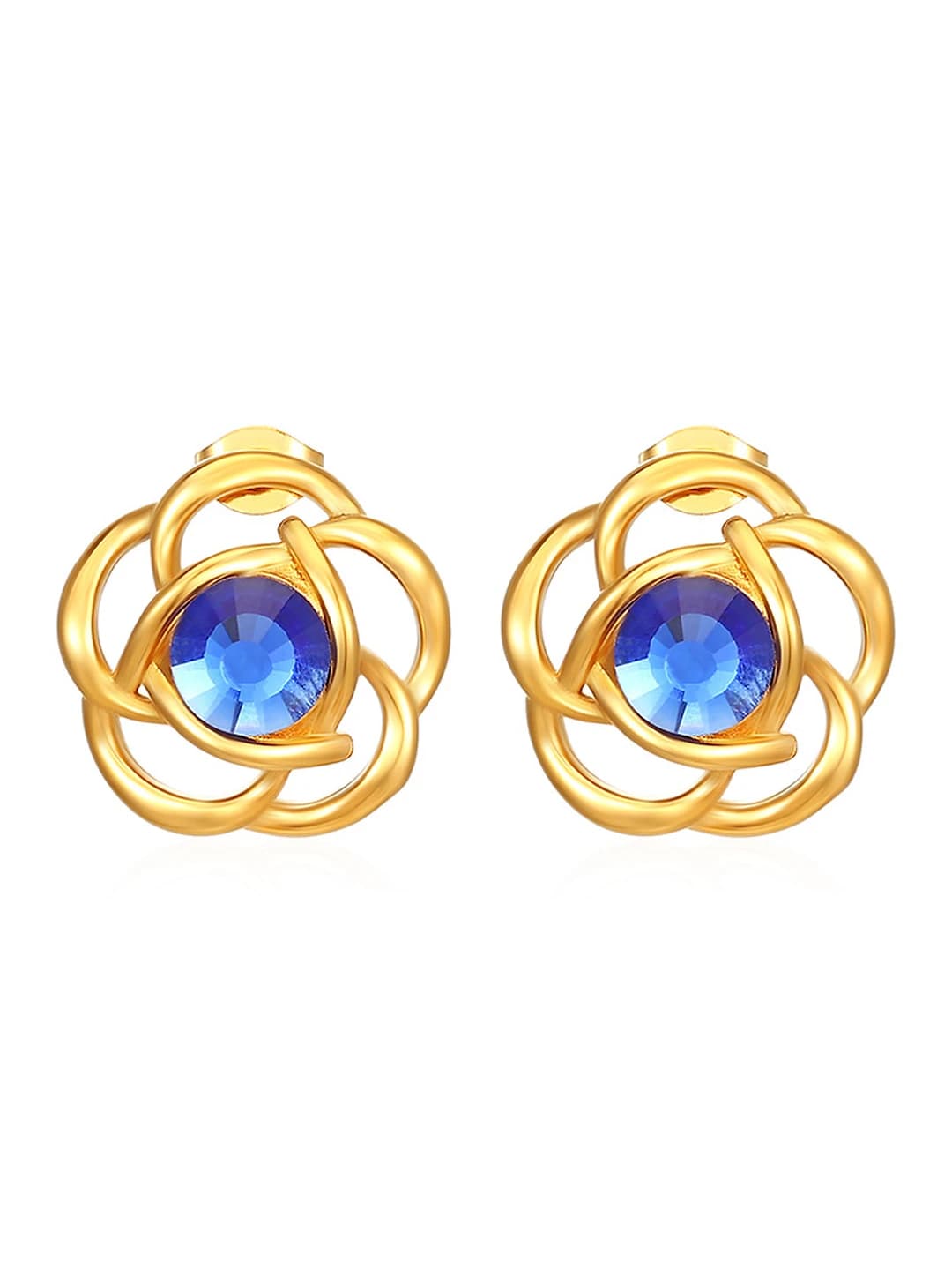 Camellia blue diamond earrings gold