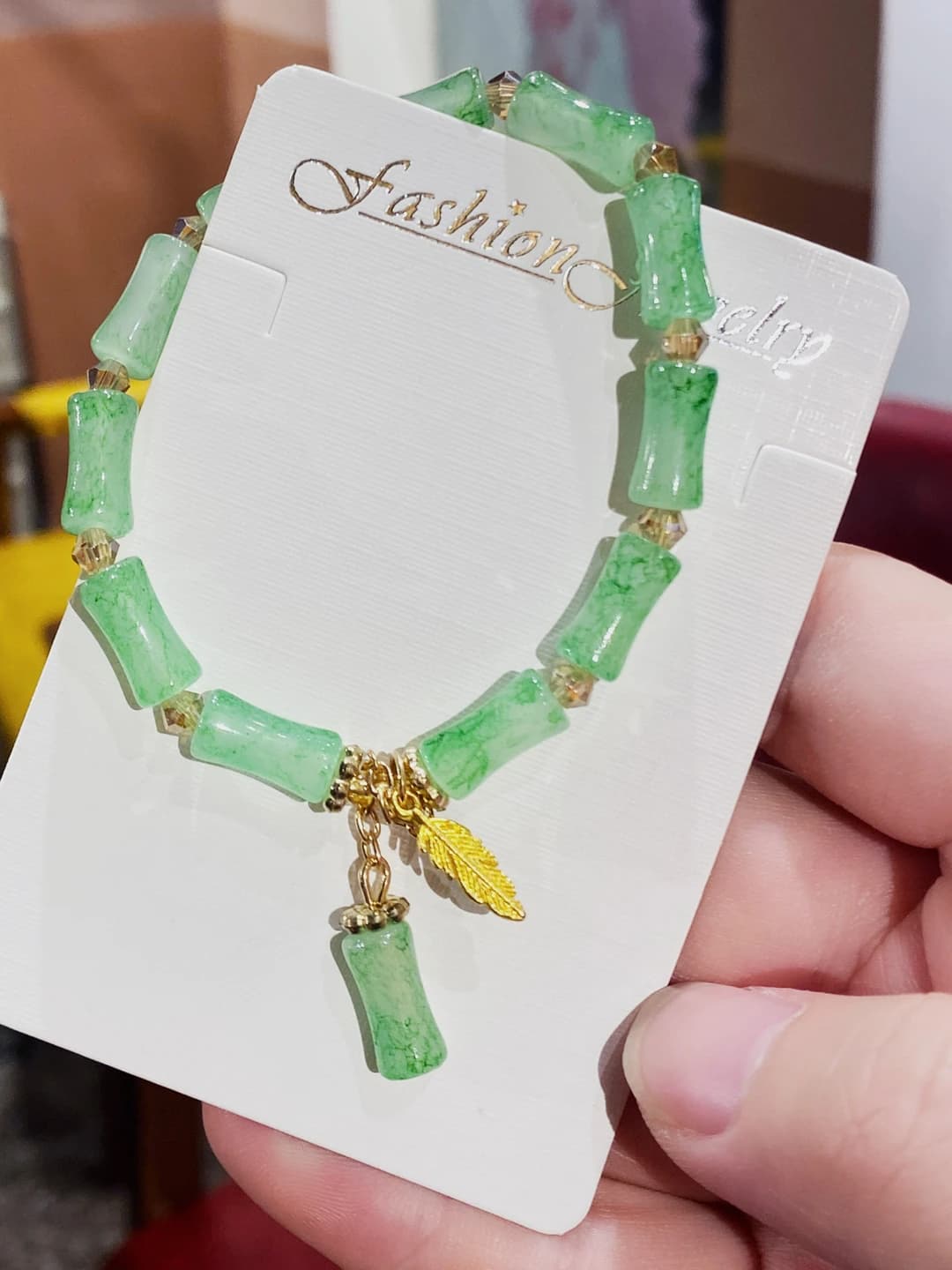 Green bamboo leaf bracelet